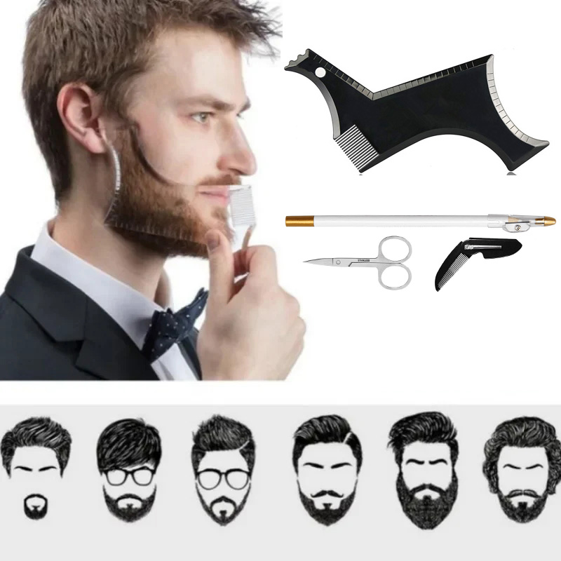 Beard Trimmer - 4Pcs Set Alat Penata Jenggot Multi-Curve