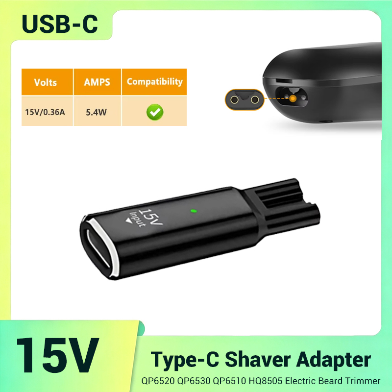 Electric Shaver Rotary - Adaptor Pengisi Daya Mini USB-C 15V