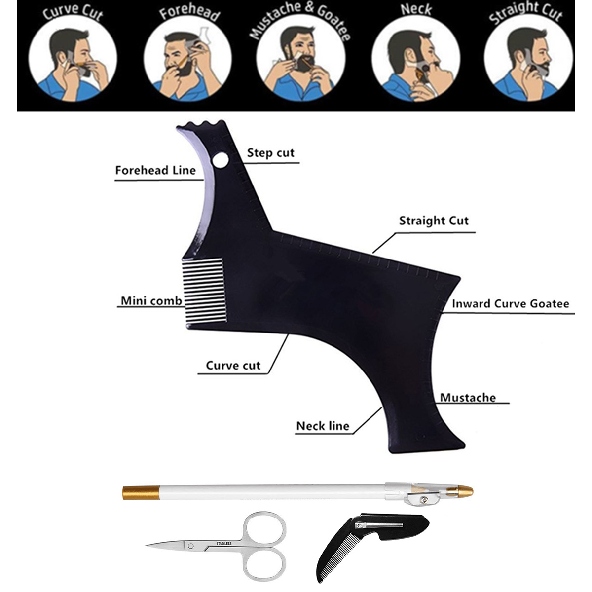 4Pcs Set Alat Penata Jenggot M - Beard Trimmer ulasan dan harga