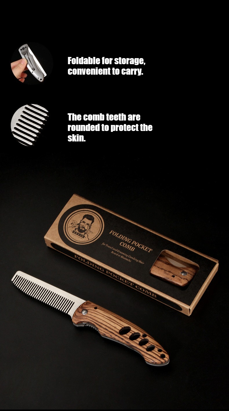 Sisir Jenggot Lipat Kayu & Log - Mens Grooming Travel Kit ulasan dan harga