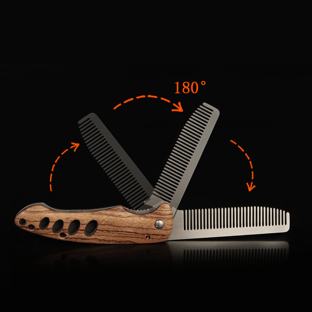 Sisir Jenggot Lipat Kayu & Log - Mens Grooming Travel Kit ulasan dan harga